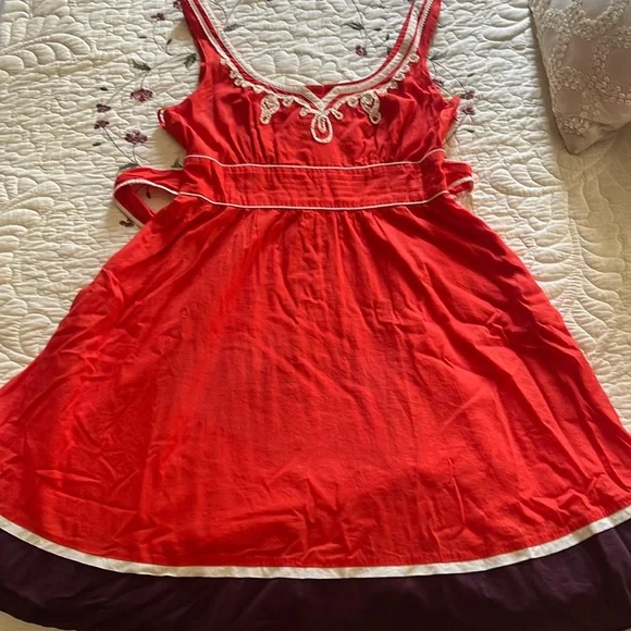 Anthropologie Floreat orangey red dress 12 - Picture 2 of 9